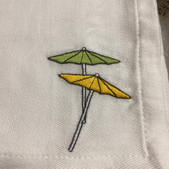 PIER ONE IMPORTS Cotton Embroidered Umbrella Drink Cocktail  Napkins Set 6 NIB - Picture 7 of 9